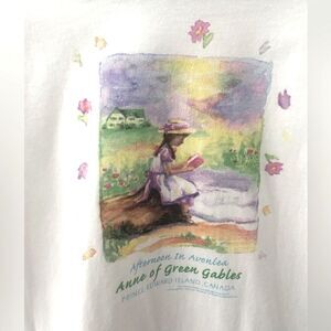 RARE VINTAGE Anne of Green Gables T-Shirt Junior L Y2K Tee Prince Edward Island